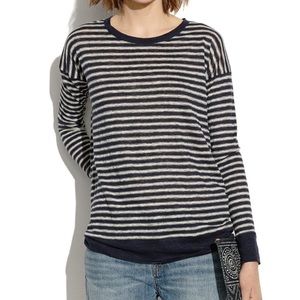 045 Navy striped linen sweater